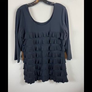 Frank Lyman womens top size 16 black ruffle